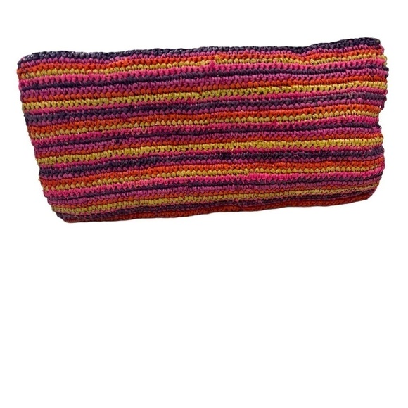 Annabel Ingall Raffia Shoulder Bag Tote Button Crochet Patchwork Colorful - Picture 7 of 9